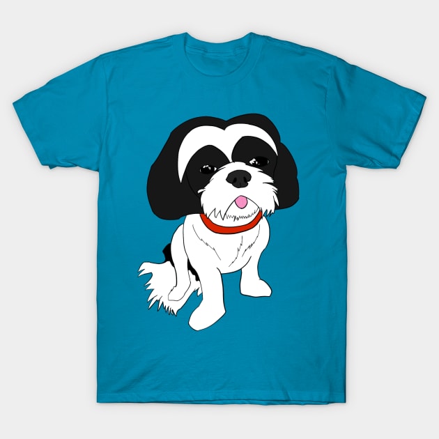 Black & White shih tzu T-Shirt by AMCArts